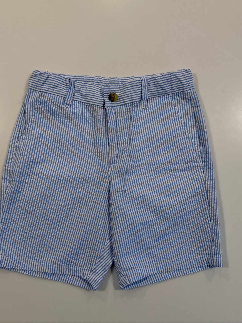 Janie and Jack Light Blue & White Seersucker Stripe Shorts